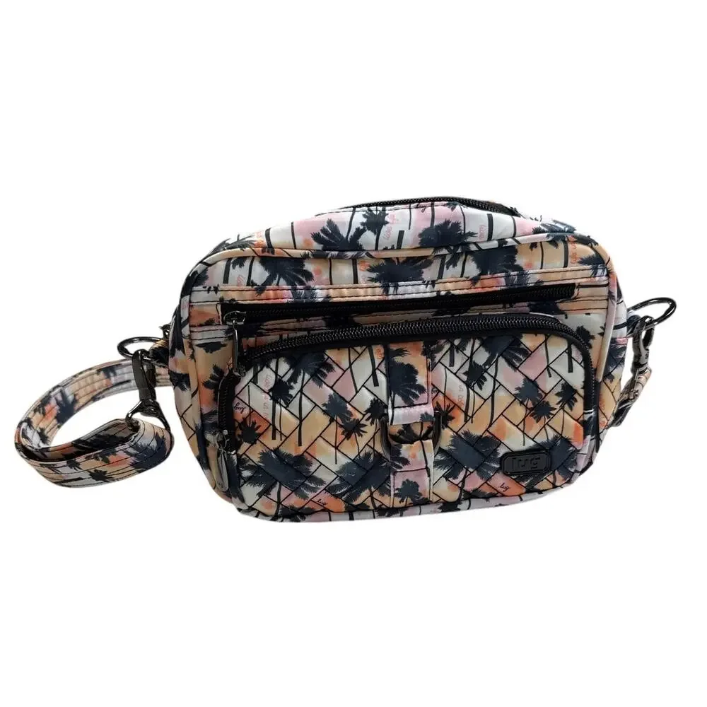 Lug Carousel Convertible Crossbody Bag Palm Sunset RFID Blocking Travel Tropical